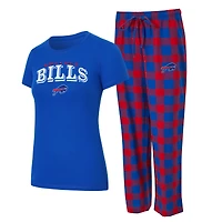 Women's Concepts Sport Royal/Red Buffalo Bills Plus Avondale T-Shirt & Pants Flannel PJ Set