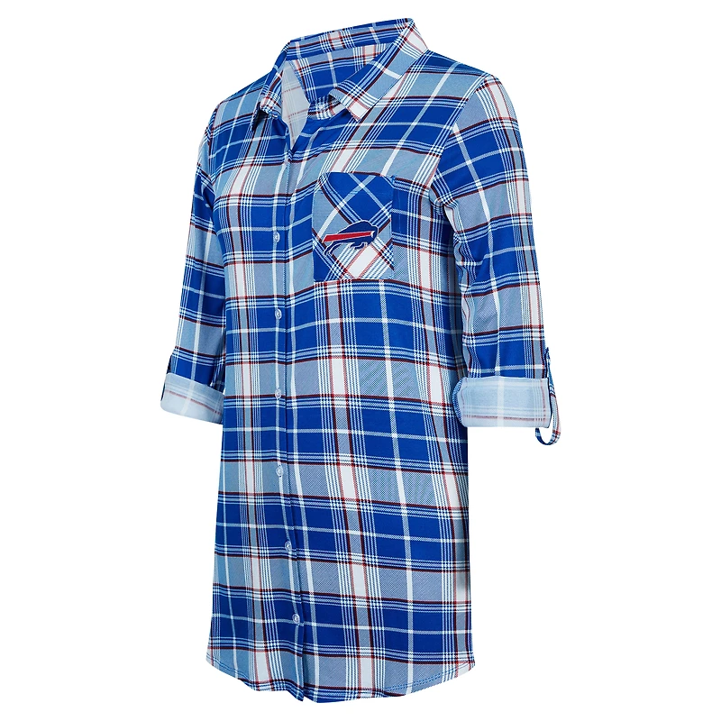 Women's Concepts Sport Royal Buffalo Bills Ashford Plaid Knit Nightshirt