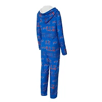 Women's Concepts Sport  Royal Buffalo Bills Roadway Allover Print Microfleece Full-Zip Union Suit