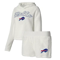 Ensemble de nuit pour femme Concepts Sport White Buffalo Bills Fluffy Pullover Sweatshirt et short