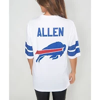 Tunique à col en V ornée de cristaux Josh Allen, blanche, Buffalo Bills, pour femme, Cuce
