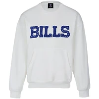 Women's Cuce White Buffalo Bills Chenille Jeweled Sweatshirt