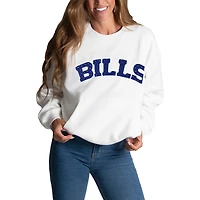 Women's Cuce White Buffalo Bills Chenille Jeweled Sweatshirt
