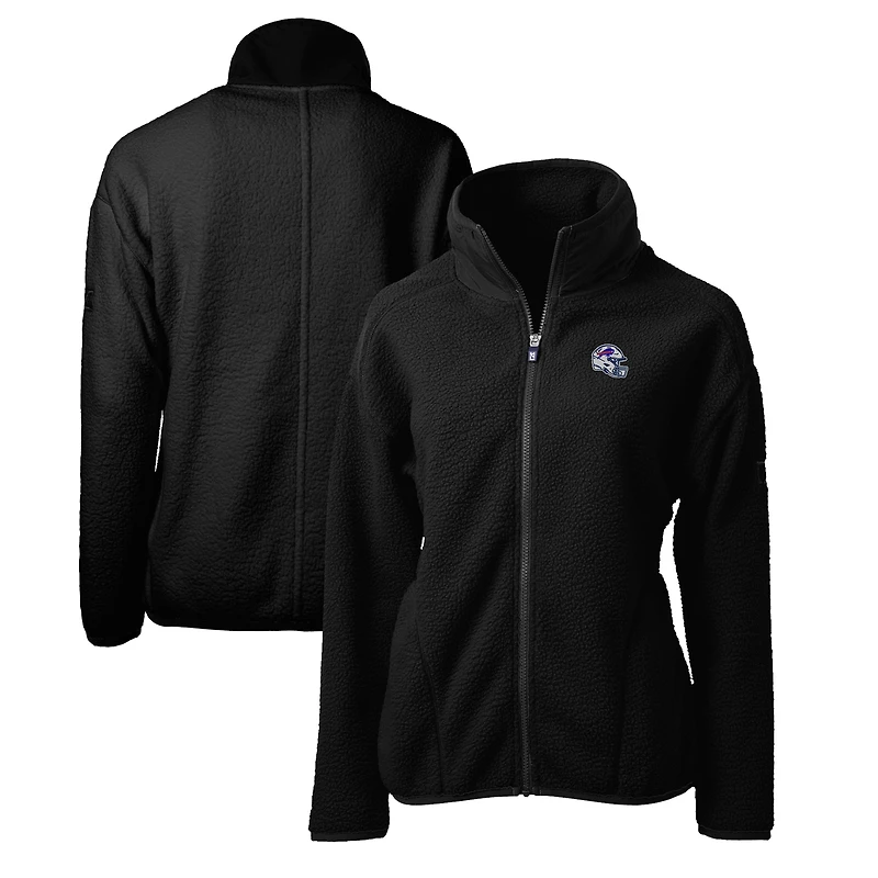 Women's Cutter & Buck Black Buffalo Bills Helmet Logo Cascade Eco Sherpa Full-Zip Fleece Jacket