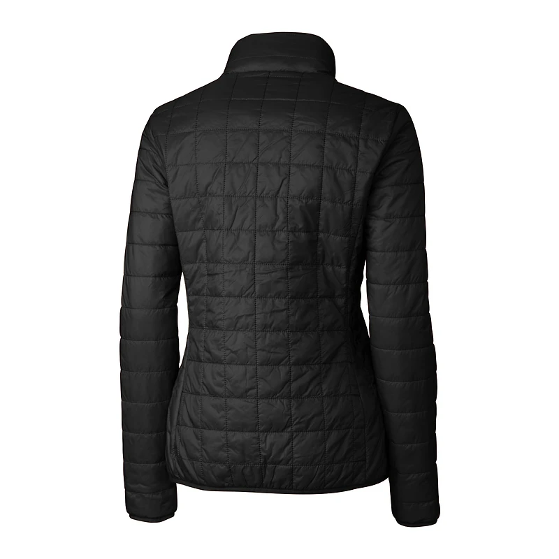 Doudoune isolante entièrement zippée Rainier PrimaLoft Eco pour femme, noire, avec logo du casque des Buffalo Bills, Cutter & Buck