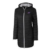 Women's Cutter & Buck Black Buffalo Bills Rainier Primaloft Eco Hooded Long Lightweight Coat