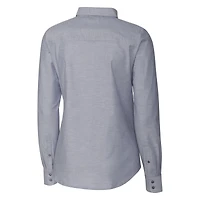Women's Cutter & Buck Charcoal Buffalo Bills Throwback Logo Oxford Stretch Long Sleeve Button-Up Shirt