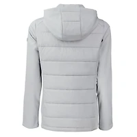 Women's Cutter & Buck Gray Buffalo Bills Throwback Evoke Hybrid Eco Softshell Recycled Full-Zip Hoodie Jacket