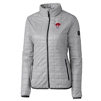 Women's Cutter & Buck Gray Buffalo Bills Throwback Logo Rainier PrimaLoft Eco Full-Zip Puffer Jacket