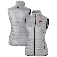Gilet matelassé entièrement zippé Rainier PrimaLoft Eco pour femme, gris, avec logo rétro des Buffalo Bills, Cutter & Buck