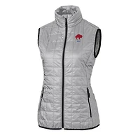 Women's Cutter & Buck Gray Buffalo Bills Throwback Logo Rainier PrimaLoft Eco Full-Zip Puffer Vest