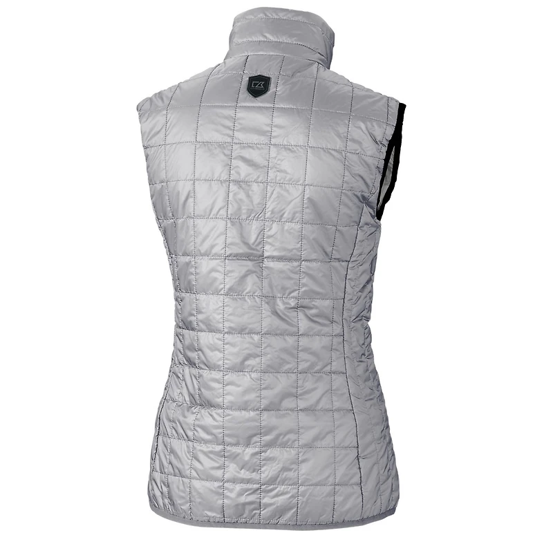 Gilet matelassé entièrement zippé Rainier PrimaLoft Eco pour femme, gris, avec logo rétro des Buffalo Bills, Cutter & Buck