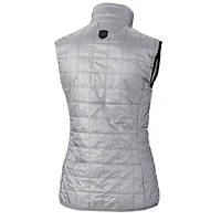 Gilet matelassé entièrement zippé Rainier PrimaLoft Eco pour femme, gris, avec logo rétro des Buffalo Bills, Cutter & Buck