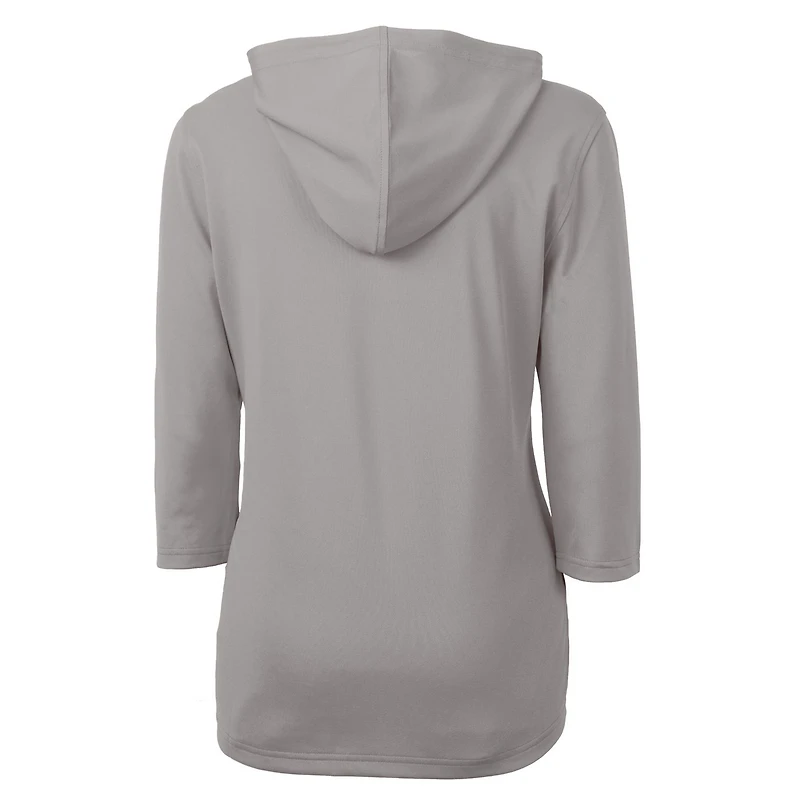 Sweat à capuche gris Buffalo Bills manches 3/4 et demi-zip pour femme, coupeur buck, logo rétro Virtue Eco Pique