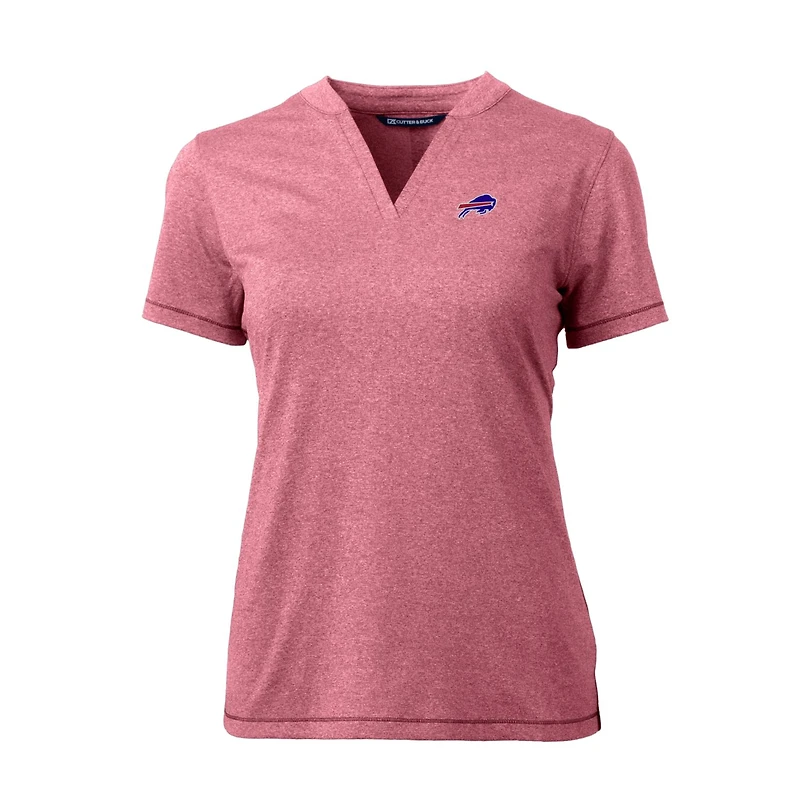 Women's Cutter & Buck Heather Red Buffalo Bills Forge Stretch Blade Polo