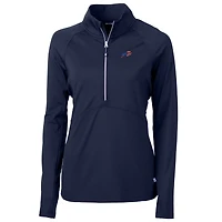 Women's Cutter & Buck Navy Buffalo Bills Adapt Eco Knit Stretch Recycled Half-Zip Pullover Top