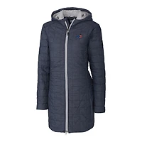 Manteau long à capuche entièrement zippé et isolé PrimaLoft® Eco pour femme Cutter & Buck Navy Buffalo Bills Americana Rainier