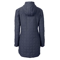 Women's Cutter & Buck Navy Buffalo Bills Americana Rainier PrimaLoft® Eco Insulated Full-Zip Hooded Long Coat