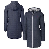 Women's Cutter & Buck Navy Buffalo Bills Americana Rainier PrimaLoft® Eco Insulated Full-Zip Hooded Long Coat