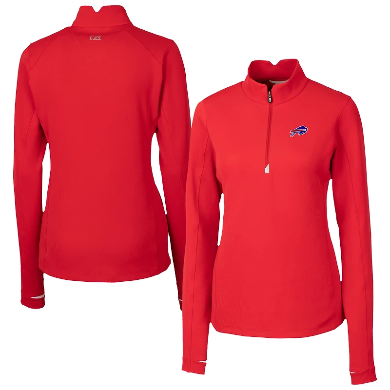 Women's Cutter & Buck Red Buffalo Bills Traverse Stretch Quarter-Zip Pullover Top