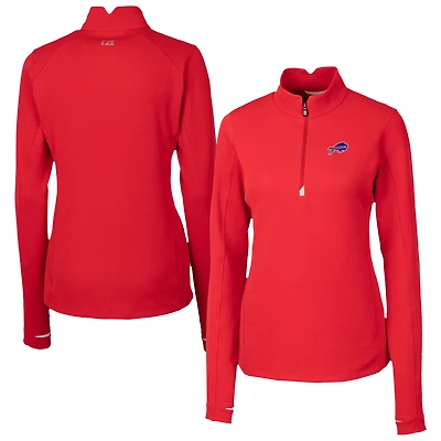 Women's Cutter & Buck Red Buffalo Bills Traverse Stretch Quarter-Zip Pullover Top