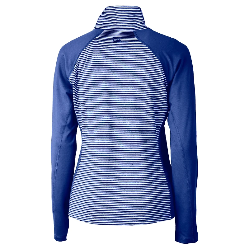 Women's Cutter & Buck  Royal Buffalo Bills Helmet Logo DryTec Forge Tonal Stripe Stretch Half-Zip Top
