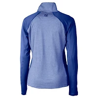Women's Cutter & Buck  Royal Buffalo Bills Helmet Logo DryTec Forge Tonal Stripe Stretch Half-Zip Top