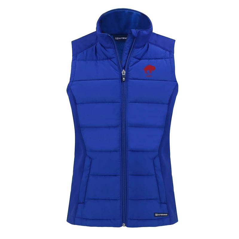 Women's Cutter & Buck  Royal Buffalo Bills Throwback Evoke Hybrid Eco Softshell Recycled Full-Zip Vest