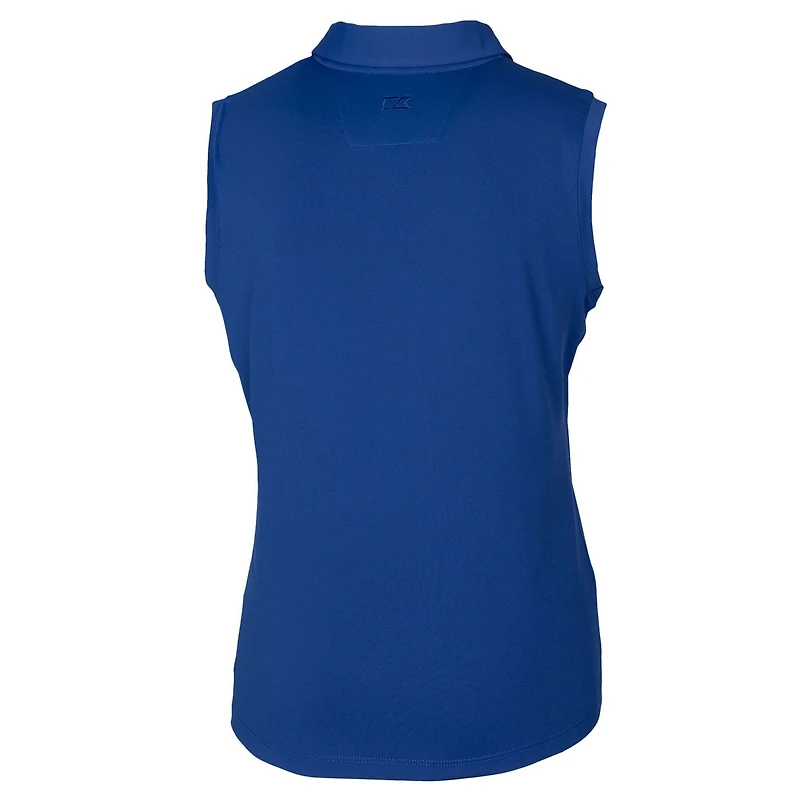 Polo extensible sans manches pour femme Cutter & Buck Royal Buffalo Bills avec logo rétro Forge