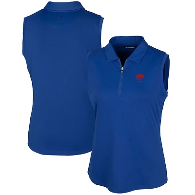 Polo extensible sans manches pour femme Cutter & Buck Royal Buffalo Bills avec logo rétro Forge