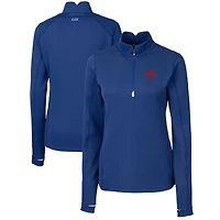 Pull-over extensible à fermeture éclair quart de tour pour femme Cutter & Buck Royal Buffalo Bills avec logo rétro Traverse
