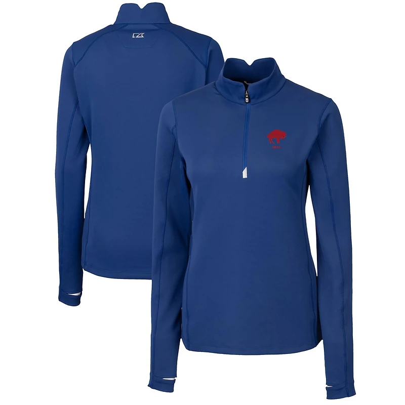 Pull-over à col zippé Cutter & Buck Royal Buffalo Bills Throwback Logo Traverse Stretch pour femme