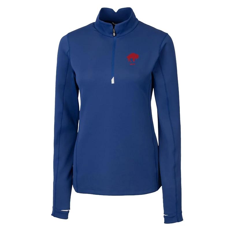 Women's Cutter & Buck Royal Buffalo Bills Throwback Logo Traverse Stretch Quarter-Zip Pullover Top