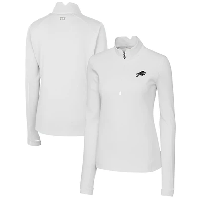 Haut à col zippé Cutter & Buck White Buffalo Bills Traverse Stretch DryTec pour femme