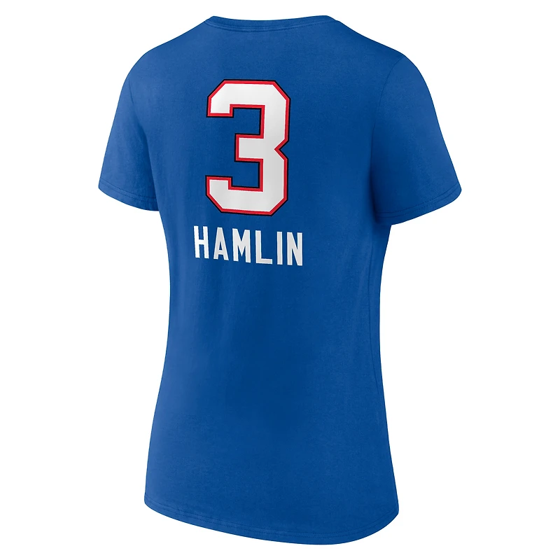 T-shirt col V Dawson Knox Royal Buffalo Bills pour femme avec logo de l'équipe