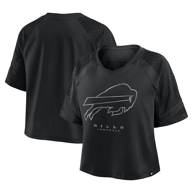 T-shirt surdimensionné à col en V et manches raglan pour femme, motif cornerback Blitz, noir, Buffalo Bills