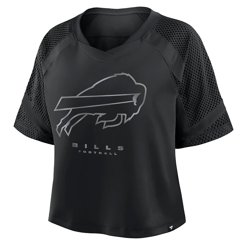Women's Fanatics Black Buffalo Bills Oversized Raglan V-Neck Blackout Fashion Jersey