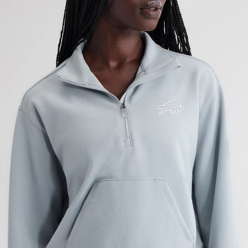 Pull à col zippé oversize en mélange de trois matières, bleu Buffalo Bills, pour femme, la marque Fanatics.