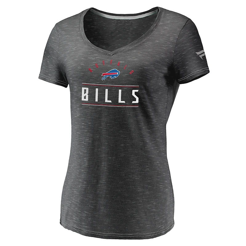 Women's Fanatics Charcoal Buffalo Bills League Leader Space Dye V-Neck T-Shirt