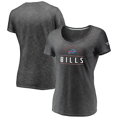 Women's Fanatics Charcoal Buffalo Bills League Leader Space Dye V-Neck T-Shirt