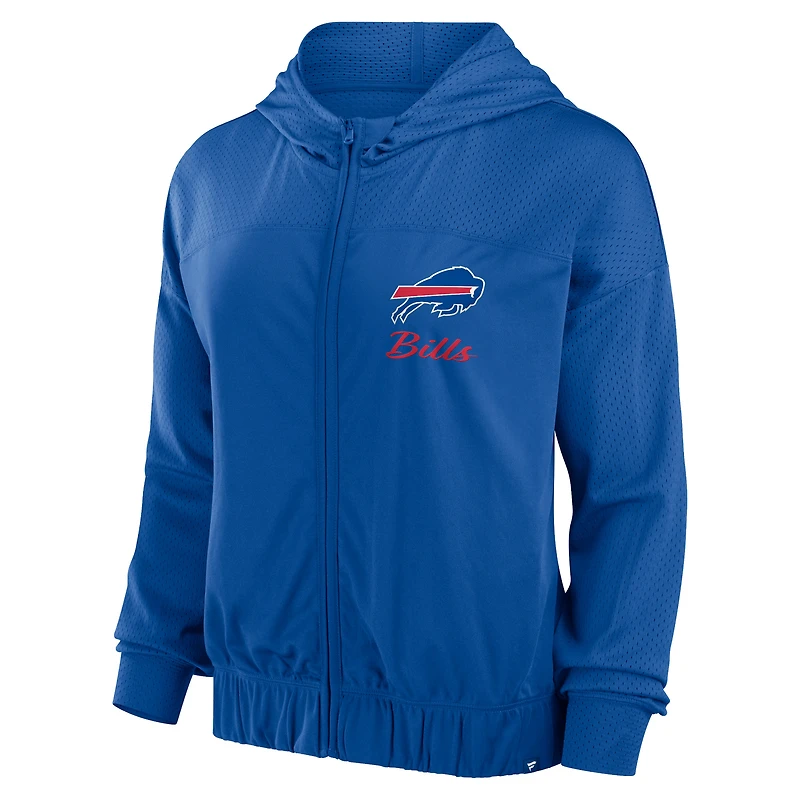 Sweat à capuche zippé intégral Script Lock College Royal Buffalo Bills Fanatics pour femmes