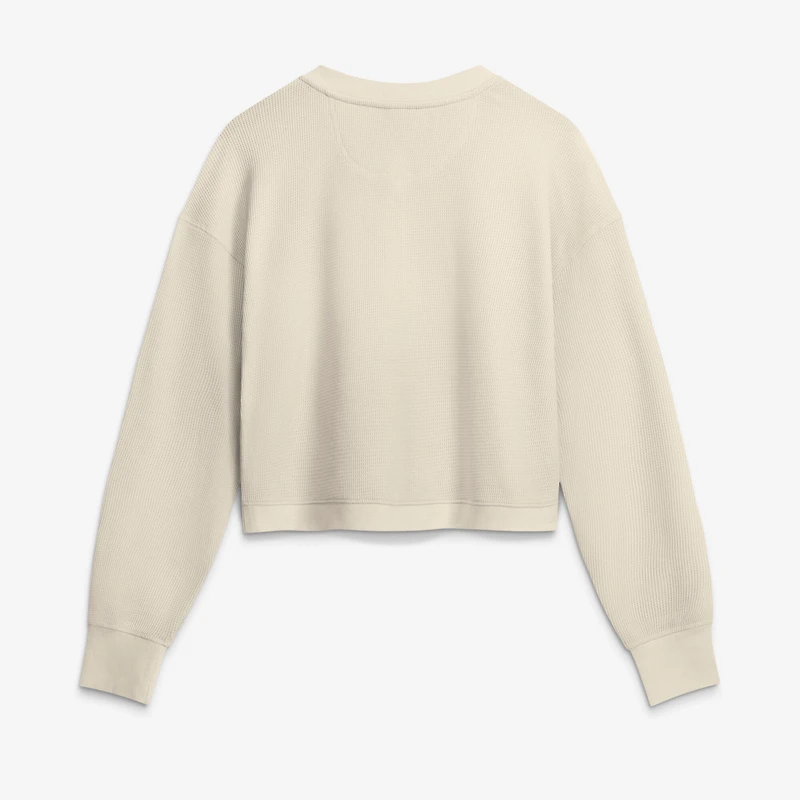 Women's Fanatics Cream Buffalo Bills Relaxed Cropped Long Sleeve Shirt