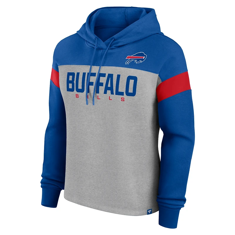 Sweat à capuche enfiler pour femme Fanatics Heather Grey/Royal Buffalo Bills Bold Play Call