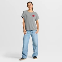 Women's Fanatics Heather Gray Buffalo Bills Oversized Hometown Premium Henley Shirt