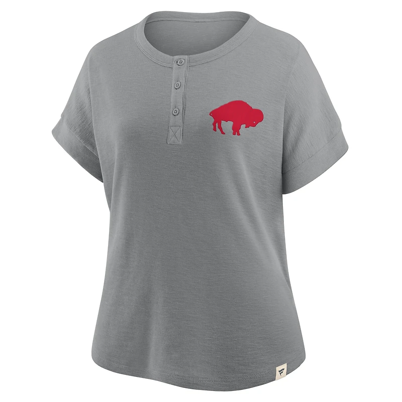 Women's Fanatics Heather Gray Buffalo Bills Oversized Hometown Premium Henley Shirt