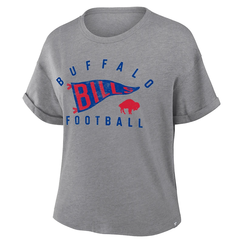 T-shirt boxy tri-blend hommage aux Buffalo Bills, gris chiné, Fanatics pour femme