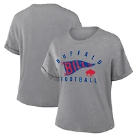 Women's Fanatics Heather Gray Buffalo Bills Pennant Wave Tribute Tri-Blend T-Shirt