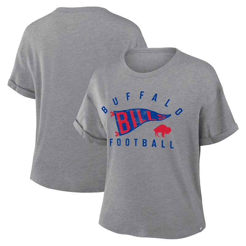 Women's Fanatics Heather Gray Buffalo Bills Pennant Wave Tribute Tri-Blend T-Shirt