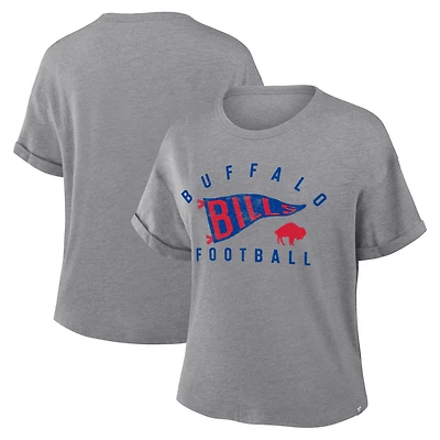 Women's Fanatics Heather Gray Buffalo Bills Pennant Wave Tribute Tri-Blend T-Shirt