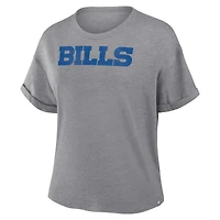 Women's Fanatics Heather Gray Buffalo Bills Swing Pass Tri-Blend Boxy T-Shirt